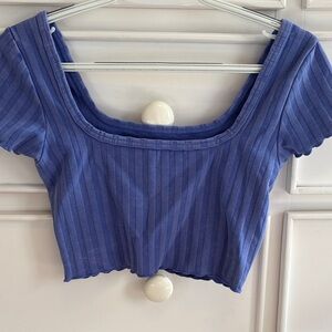 Aerie Blue Striped Crop Top